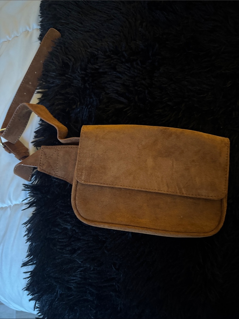Brown Suede Crossbody Bag - Women